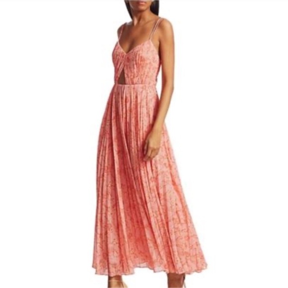 Amur Lucy Pleated Cut Out Strappy Maxi Dress Size 8